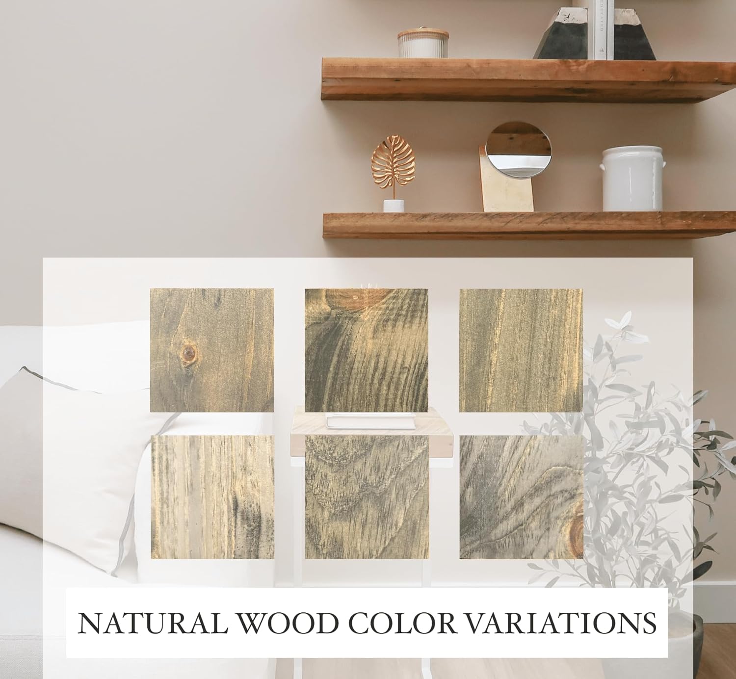 URBANDI Fireplace Mantel, Distressed, Rustic, Floating Shelf, Modern, Real Wood. (48Lx6Hx8D, Grey)