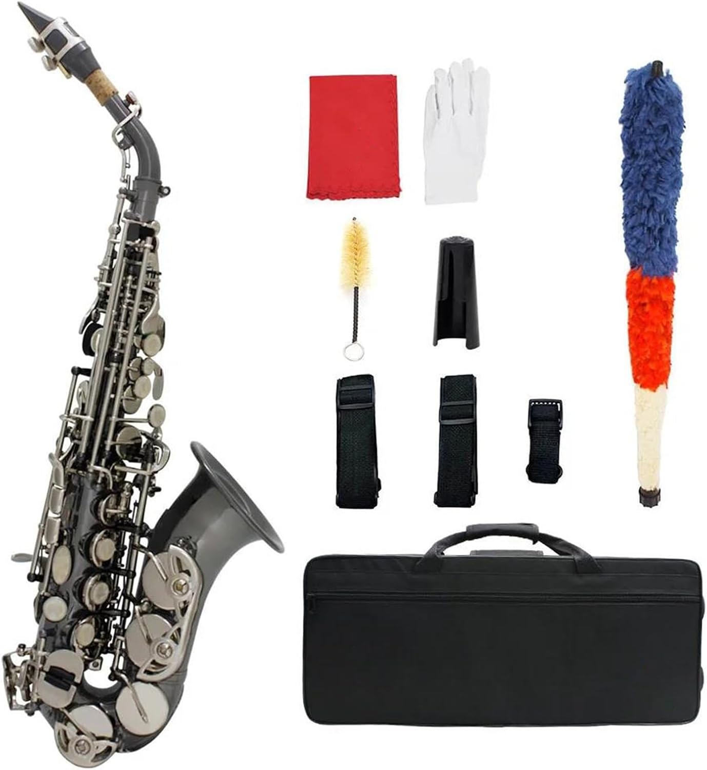 Beginner saxophone Soprano Saxophone Brass Nickel Plated Black Bb Tone Sax Woodwind Instrument With Saxophone Accessories