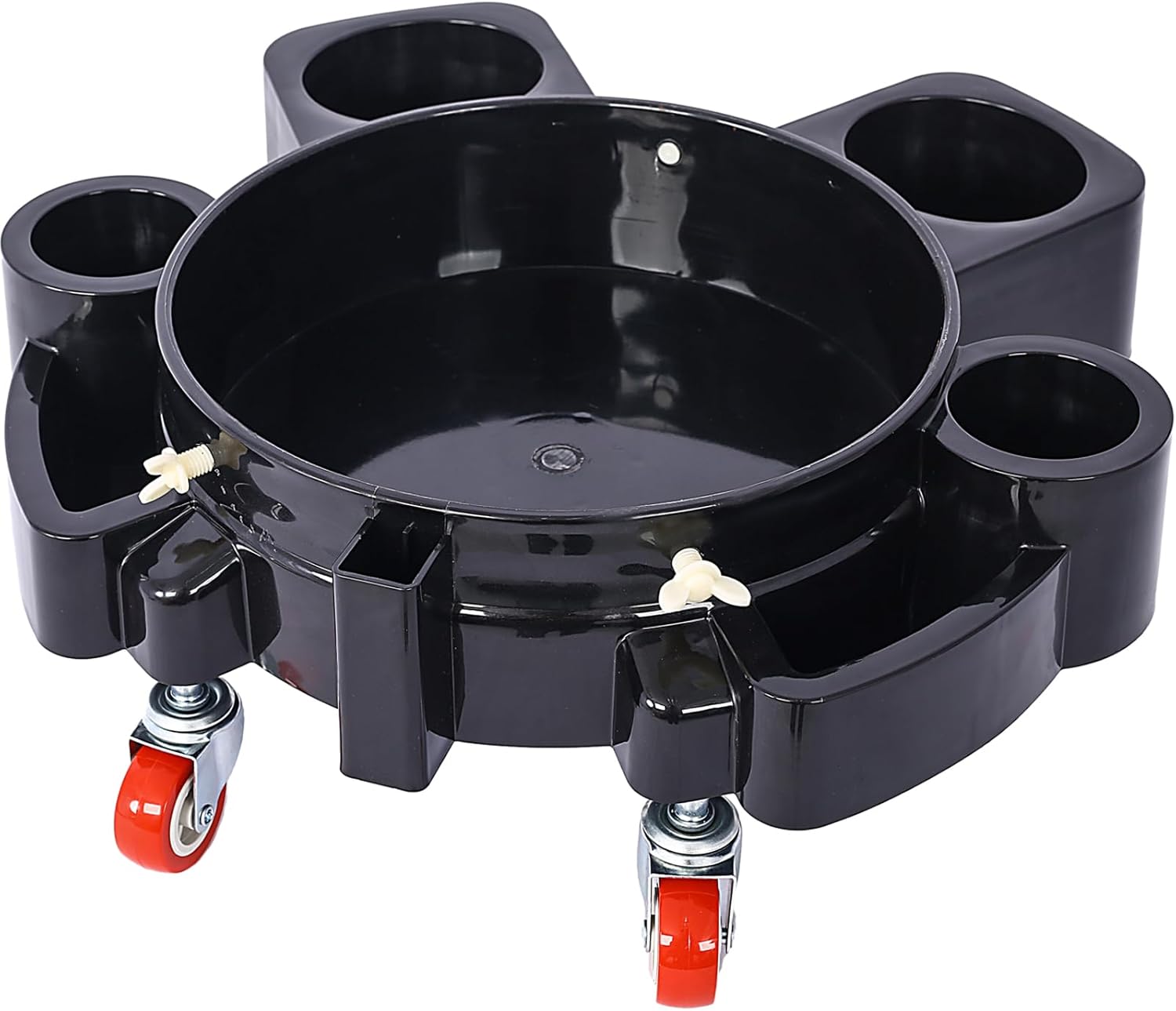 Heavy Duty Mobile 5 Gallon Bucket Dolly with Wheels Locking Brakes Black Plastic Car Wash Bucket for Car Washing Detailing Polishing Waxing Assistance Home Cleaning Tasks and Automotive Care