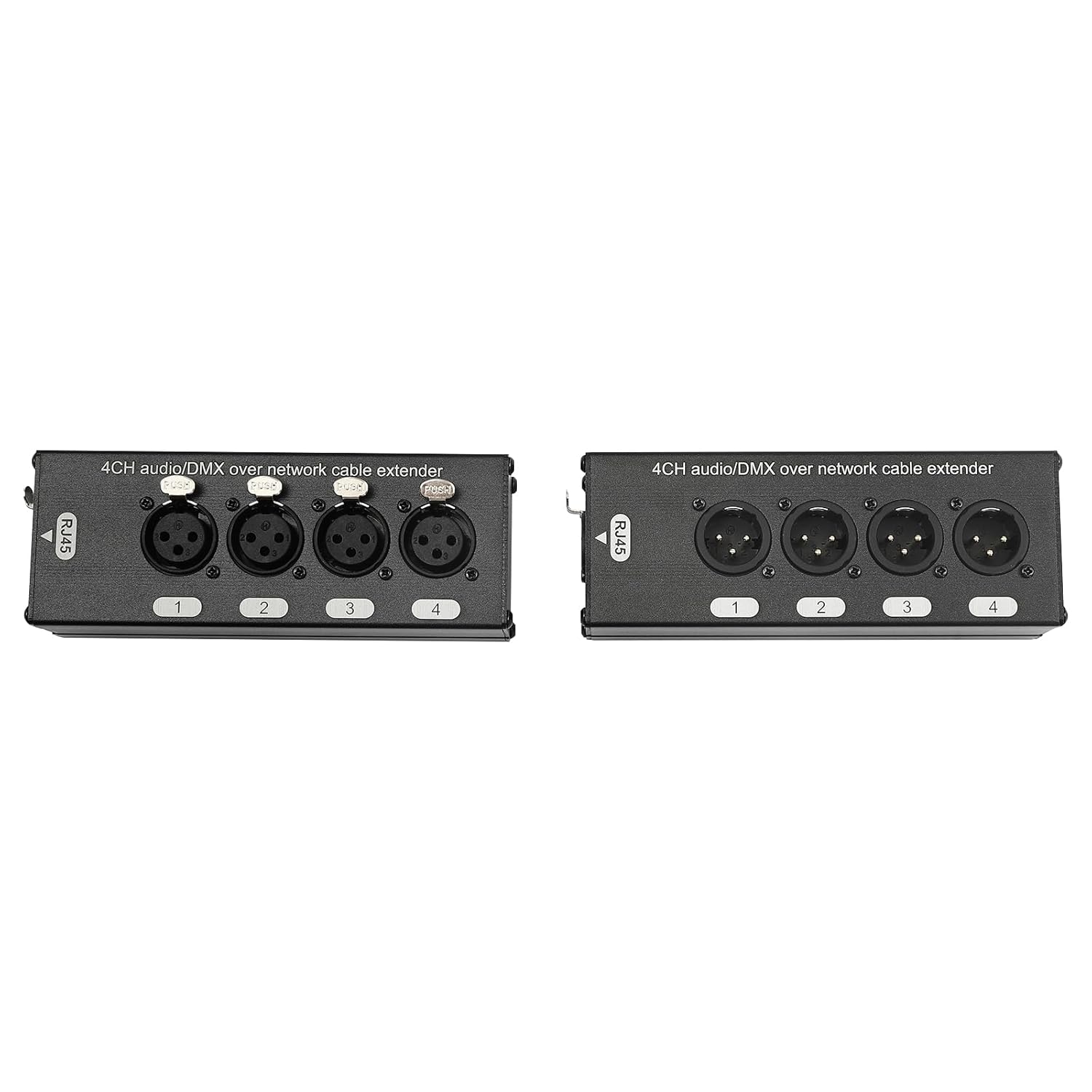 Pair 4 Channel 3 pin Multi Network XLR Cable Breakout, Female and Male RJ45 Ethercon connectors XLR Breakout Cable for Stage Sound, Lighting, and Recording Studio, 4XLR-F 4XLR-M
