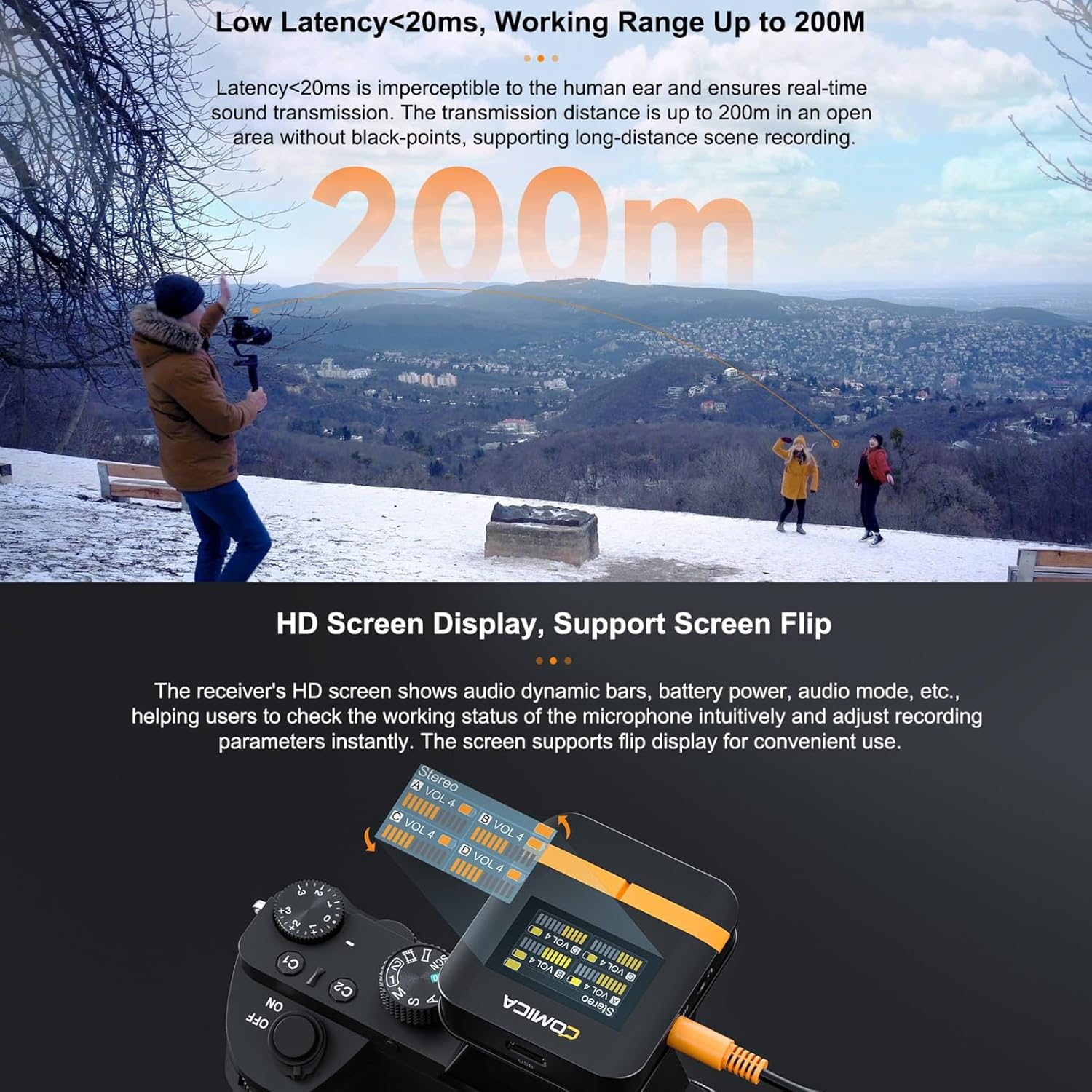 comica Vimo Q Four-Channel Mini Wireless Lavalier Microphone System with 4 Transmitters and 1 Receiver with Charging Case for Phone Video Recording Interview Youtubers Vloggers