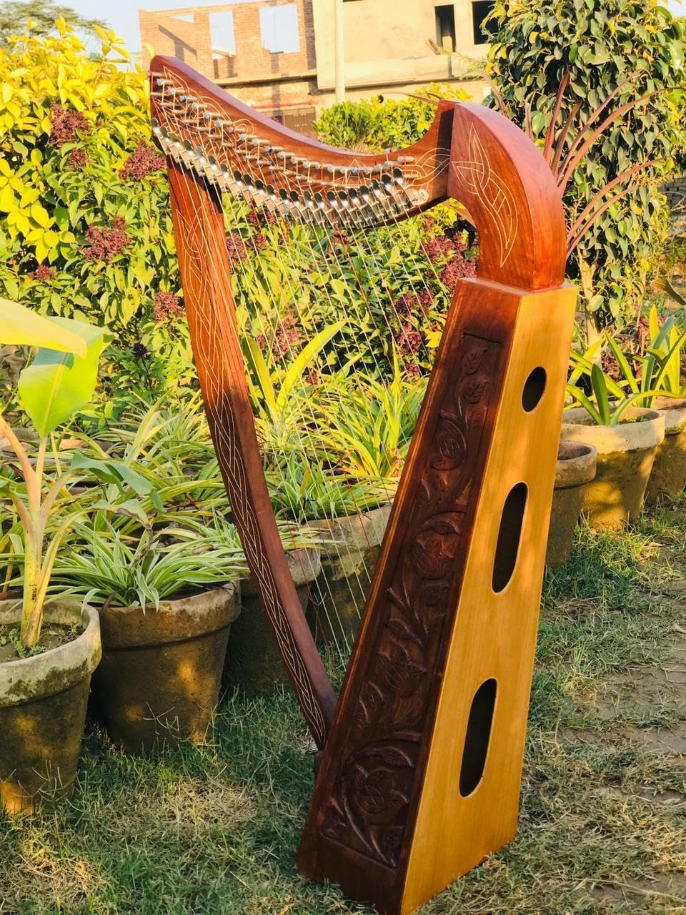 KZA BRAD'S 38 inches big 22 String harp SOLID ROSEWOOD WITH KEY Extra Strings & Carrying case Great for Teenagers
