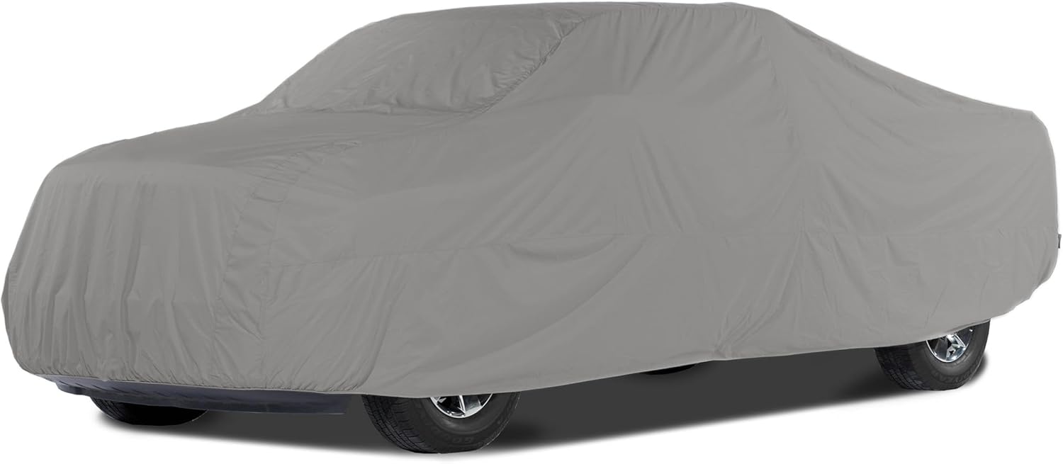 Covermates Contour Fit Car Cover - Heavy-Duty Polyester, Mesh Vent, Elastic Hem, Vehicle Covers, Grey