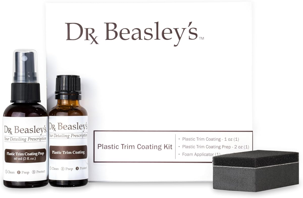 Dr. Beasley's Plastic Trim Coating Kit for Autos - Permanent Ceramic Nano Coating for Exterior Plastic, Blocks UV, Resists Marring and Etching, Makes Cleaning Fast and Easy