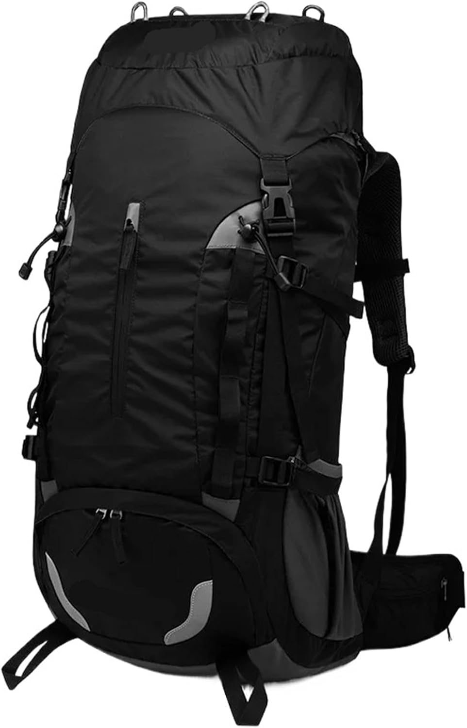 55L Large-Capacity Outdoor Backpack – Unisex Bag For Mountaineering, Camping & Long-Distance Travel(Black with logo)