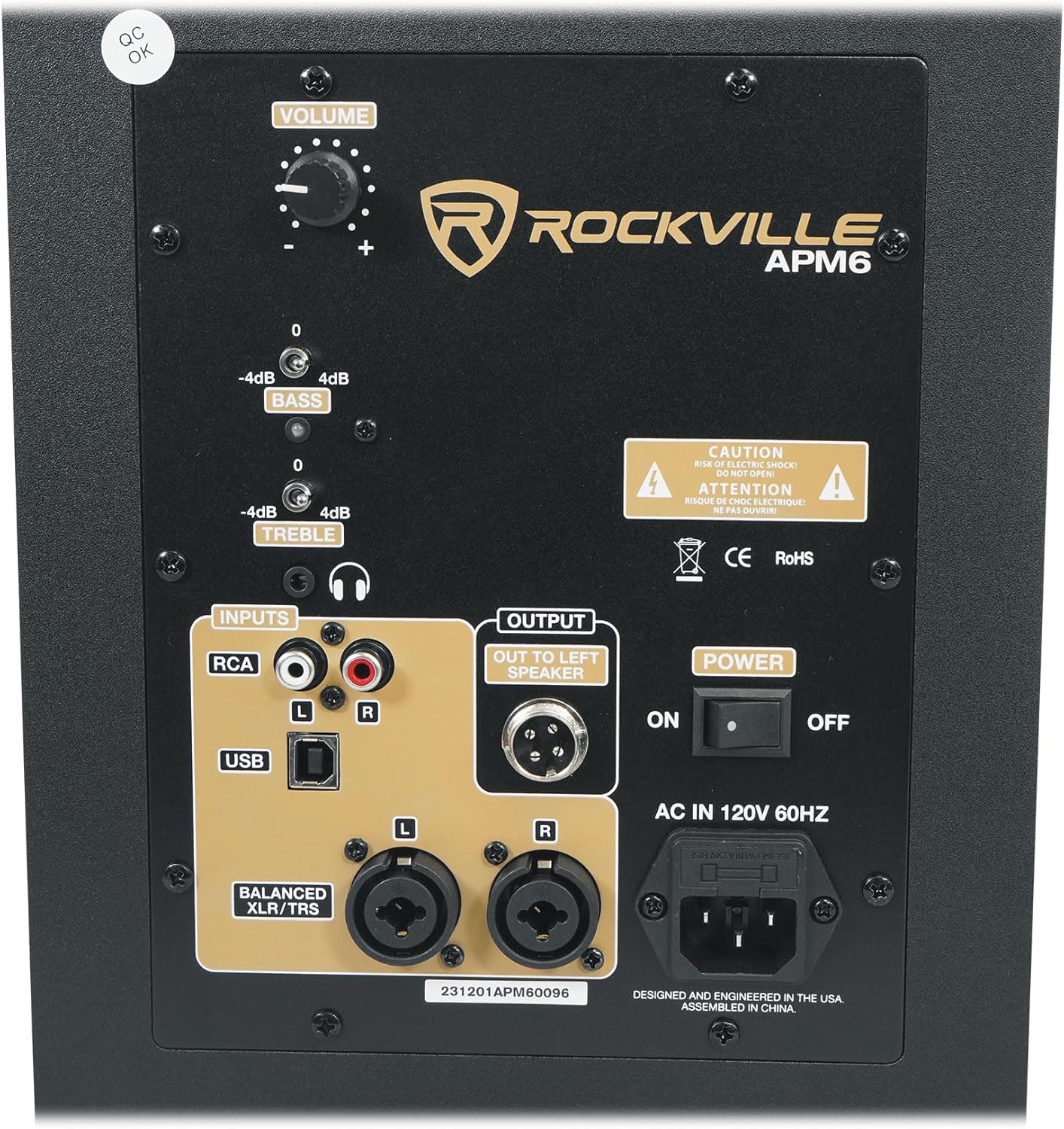 Rockville APM6B Powered USB Studio Monitor Speaker Pair in Black, 6.5