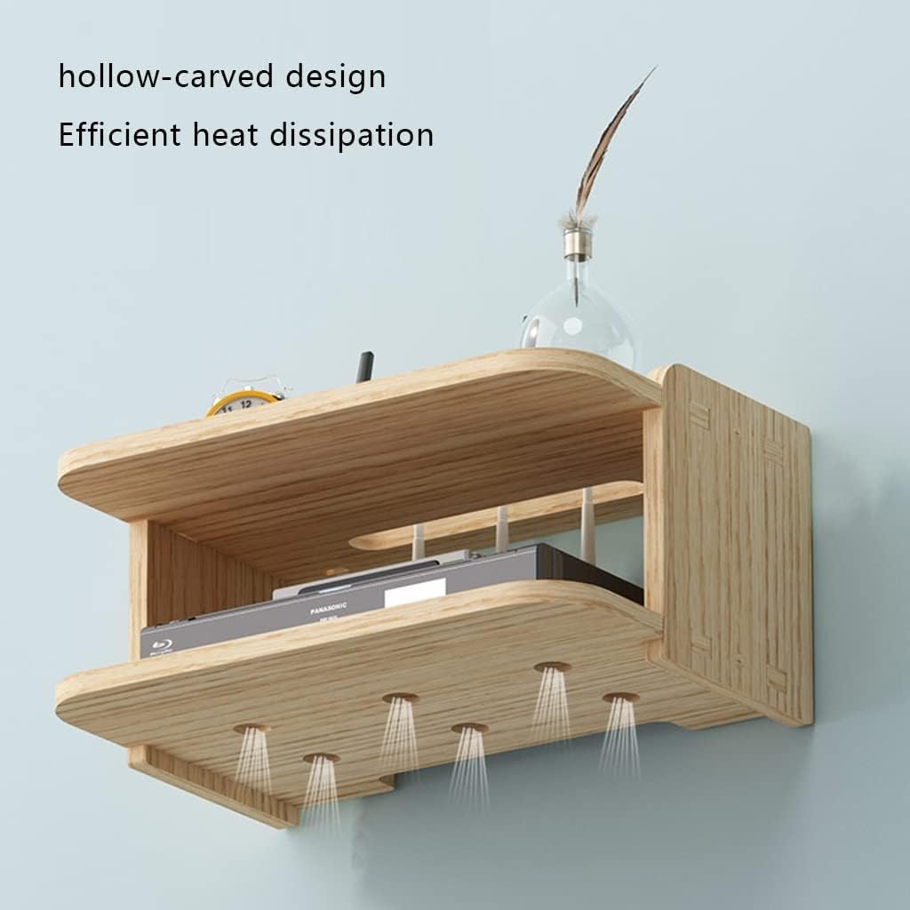 Wall Mounted Router Storage Box 2 Storage Wireless Router Storage Shelf/Home and Office WiFi Router Adjustable Cable Box,Wire Storage Box Floating Shelf