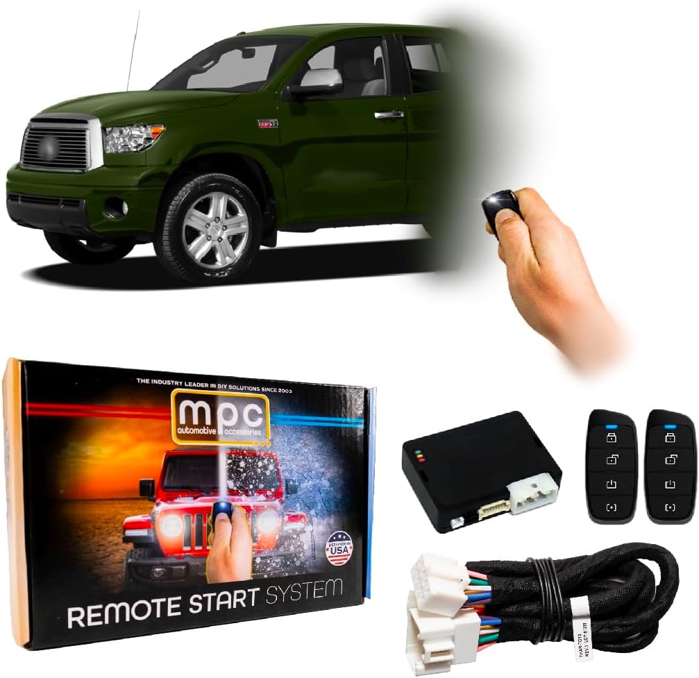 MPC Remote Starter Compatible with 2007-2010 Toyota Tundra |Dot-Key| |Gas| Plugin T-Harness - Firmware Preloaded - (2) Extended Range 4-Button 2-Way Remotes - Up to 3,000 ft