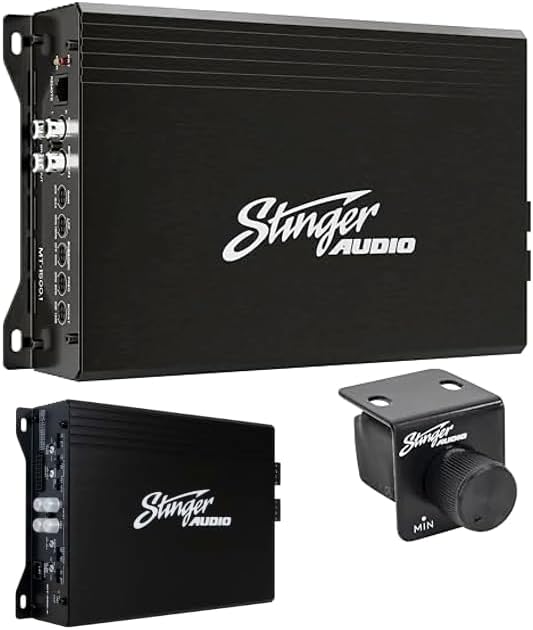 STINGER Audio MT15001 Monoblock Class D Mosfet Power Supply Car Amplifier with Remote Subwoofer Level Control,1500 Watts RMS Audio MT-600.4 1000 Watt 4-Channel Car Audio Amplifier