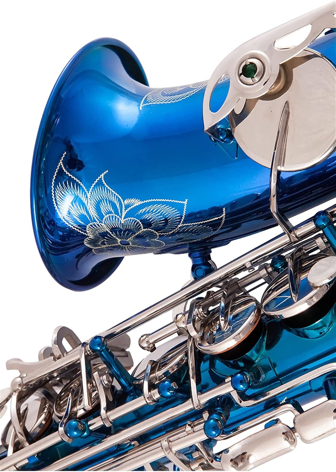 Saxophone Set High-Grade Blue Silver EB Alto Saxophone Brass Lacquered E Flat Sax 802 Key Type Woodwind Instrument Student Saxophone