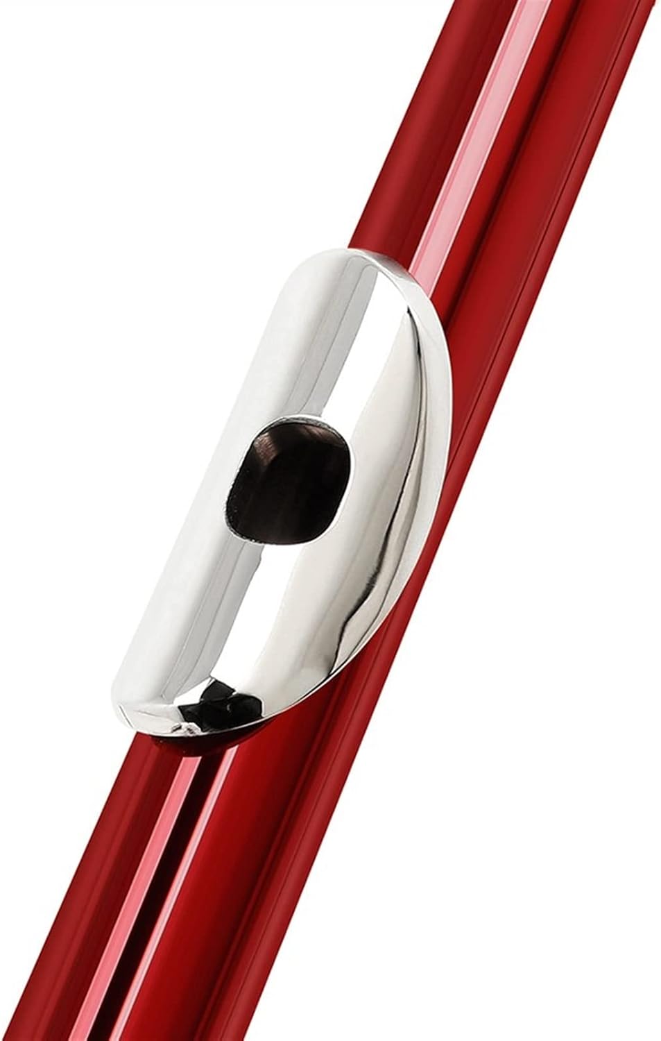 Flute Musical Instrument Closed Hole C Tone Flute Silver Key Cupronickel 16 Holes Red Flute Woodwind Instrument with Leather Case Cleaning Cloth Starter Flute