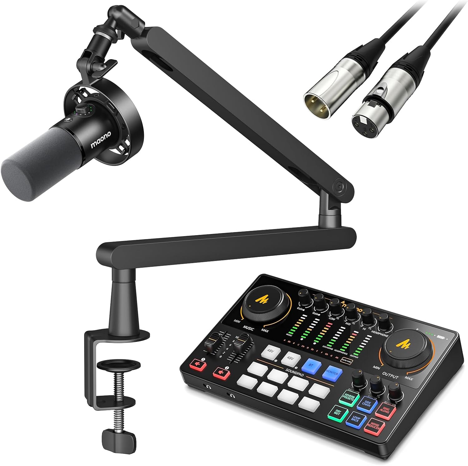 MAONO Podcast Equipment Bundle-XLR USB Podcast Recording Mic kit(PD300X+BA92+E2 Gen2+XLR-180)