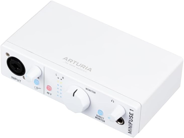 Arturia MiniFuse 1 - Compact USB Audio Interface with Creative Software for Recording, Production, Podcasting, Guitar - White