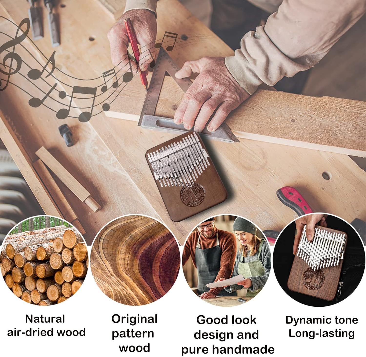 Hluru Kalimba Thumb Piano (34-keys Lifetree)