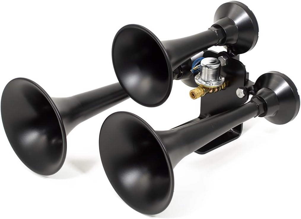 HornBlasters Outlaw Black 12/24 Volt Train Horn Only - 3 Trumpets - Big Sound