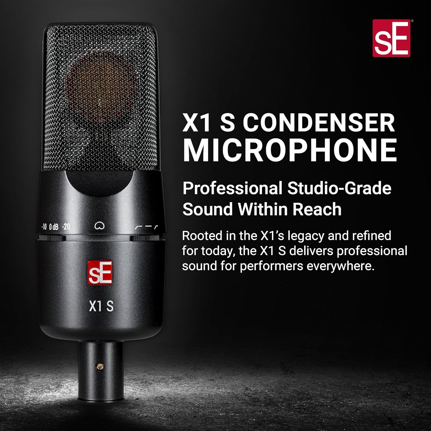 SE ELECTRONICS X1 S Large Diaphragm Condenser Microphone with 80/160 Hz Filters & -10/-20 dB Pads - XLR Condenser Mic for Singing, Vocals & Instruments - Professional Studio Microphone for Recording
