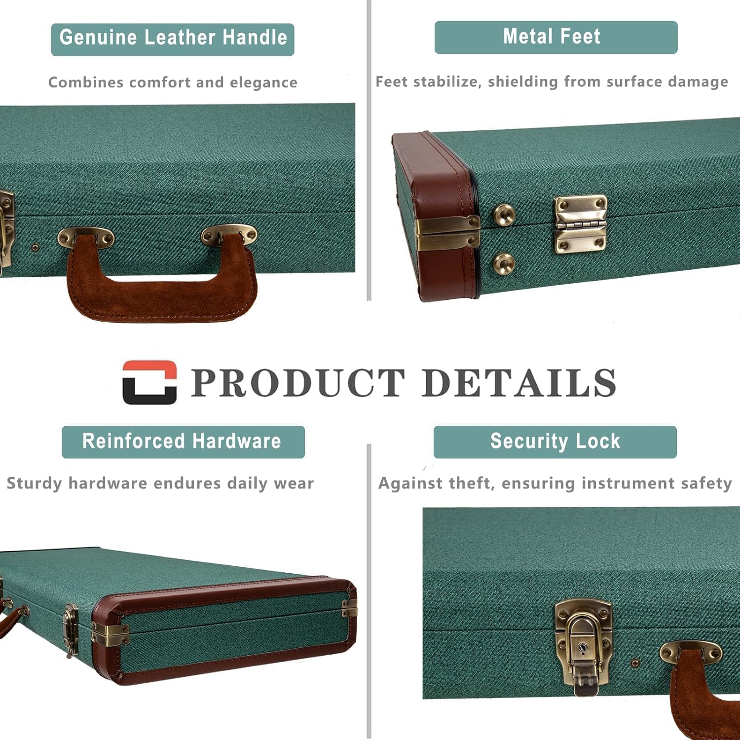 Crossrock Master Series Fender Precision & Jazz Bass Guitar Case | Malachite Blue Tweed Exterior, Re-Engineered Wooden Shell, Leather Handle(CRW720BMB)