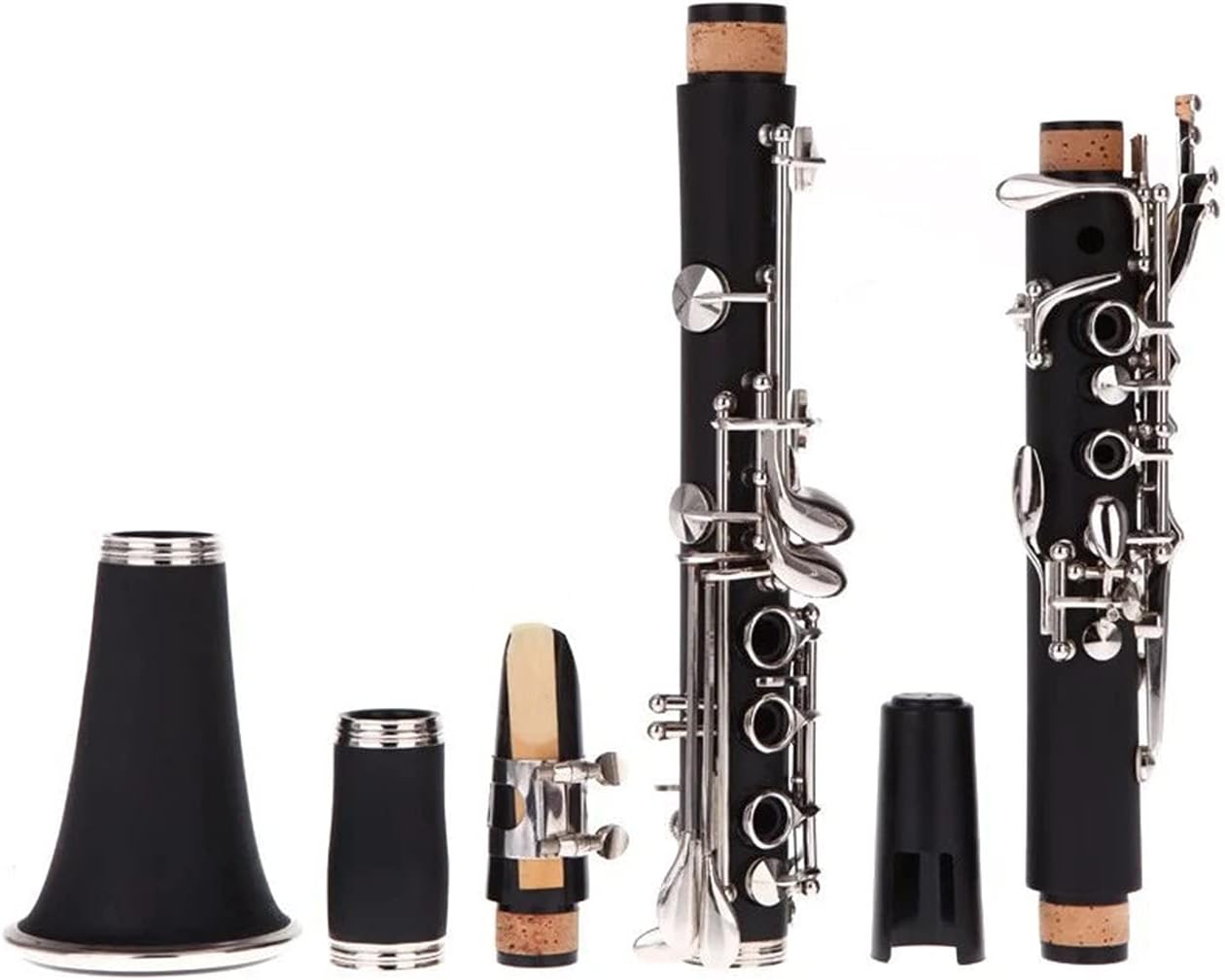 Standard Clarinet Clarinet Bakelite 17 Key Flat Soprano Nickel Plating Exquisite with Cleaning 10 Reeds Woodwind Instruments Beginner Clarinet