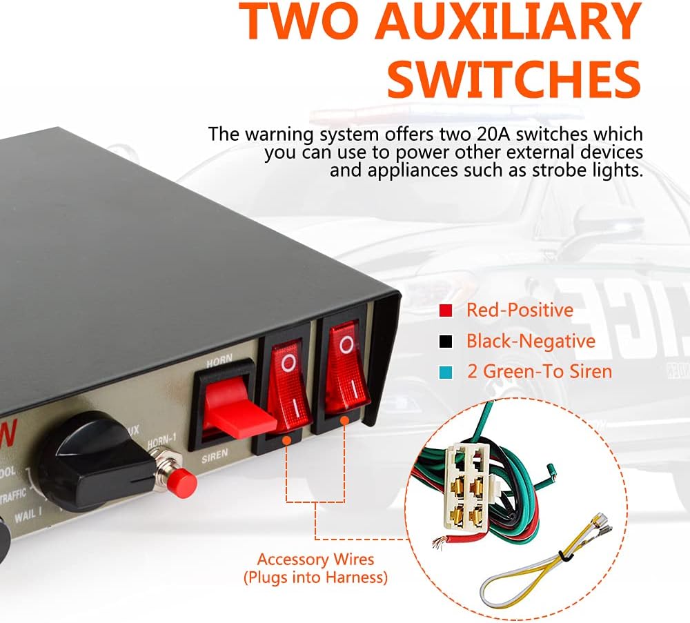 Car Siren Speaker Safego Police Siren Speaker Car Pa System, Dc12v 200w 9 Tones Wired Handheld Microphone Loudspeaker Emergency Siren Electronic