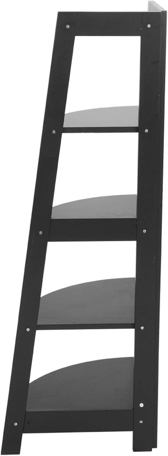 5 Tier Black Corner Shelf Stand, Wood Corner Bookshelf Rack, Indoor Plants Shelves, Organization and Storage Small Shelves for Bedroom, Living Room, Kitchen, Office