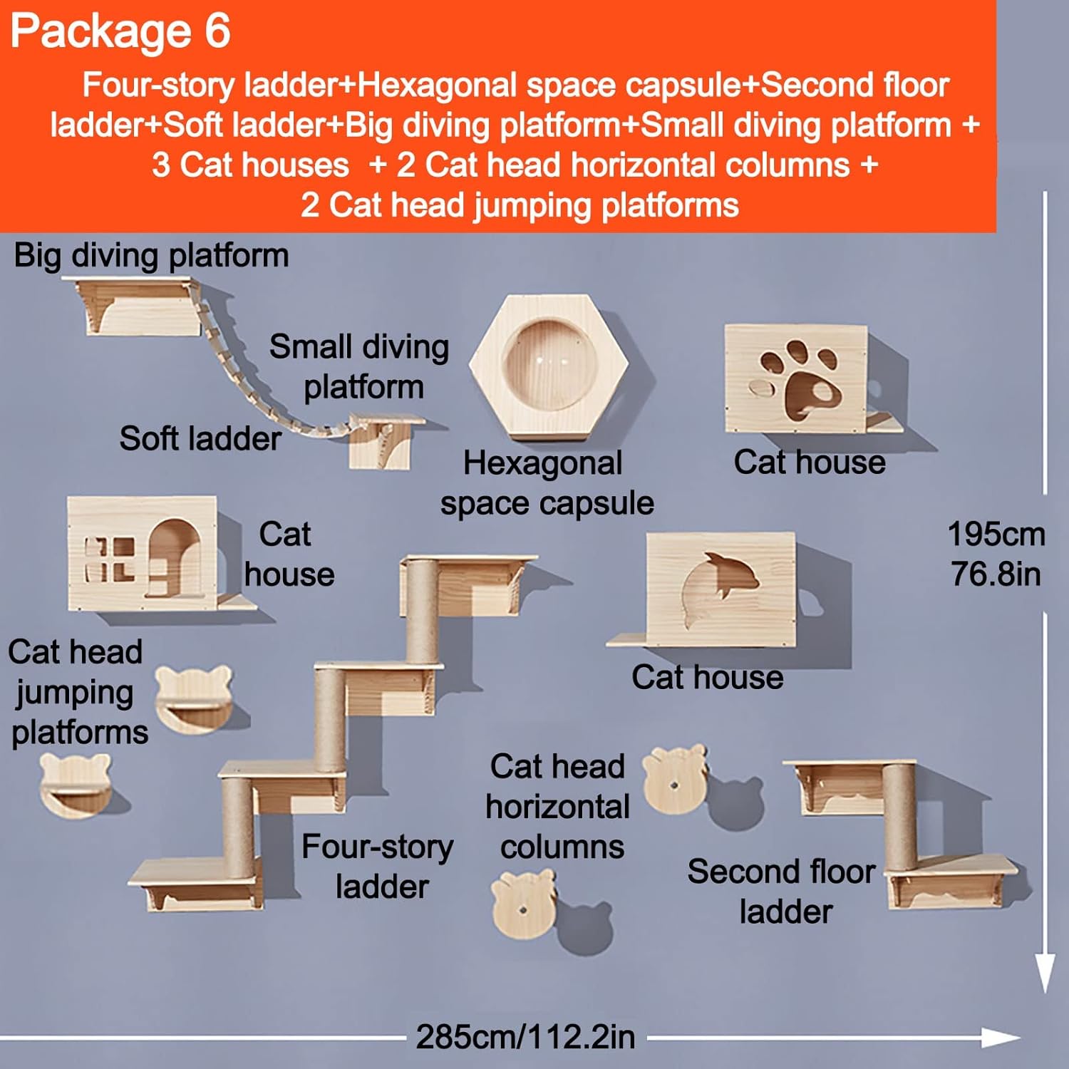 Cat Climbing Shelves, Wall Mount Cat Furniturefor Cats to Sleep, Play and Climb(Style 6)