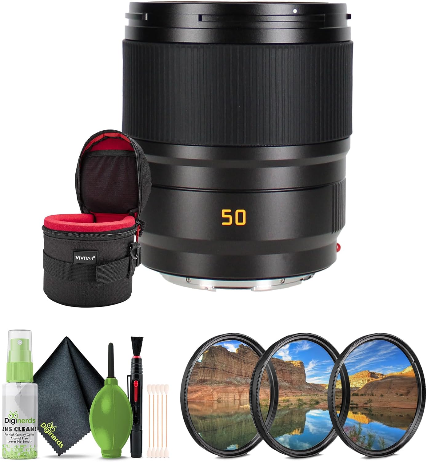 Leica Summicron-SL 50mm f/2 ASPH. Lens (L-Mount) + Cleaning kit + Professional 3 Piece Filter Kit + Lens Case