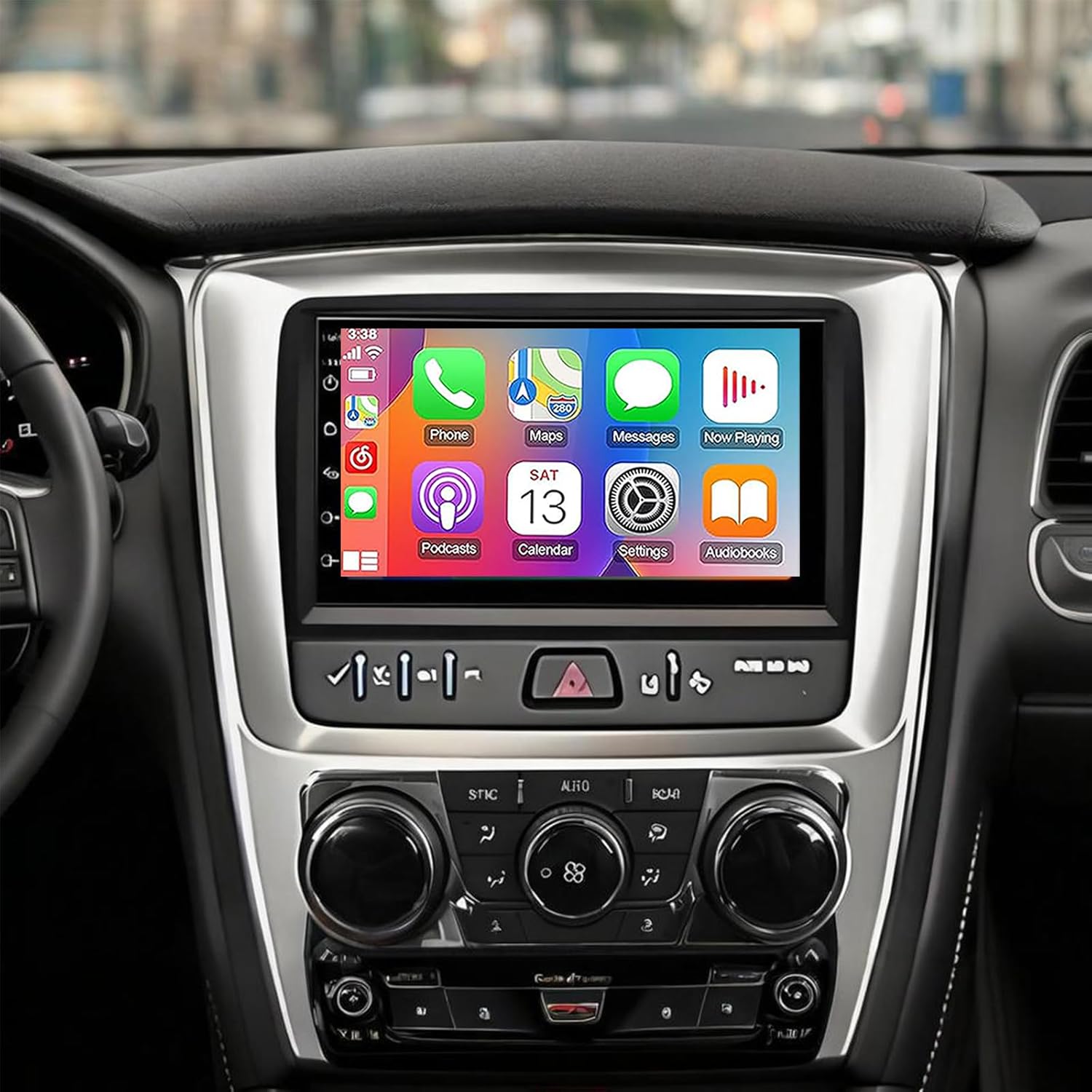 PHEZEN Car Radio for GMC Acadia 2013 2014 2015 2016 2017 with Carplay & Android Auto, 7 Inch IPS Touch Screen for GMC Acadia Car Stereo Bluetooth FM in Dash GPS WiFi Backup Camera SWC-2+32G