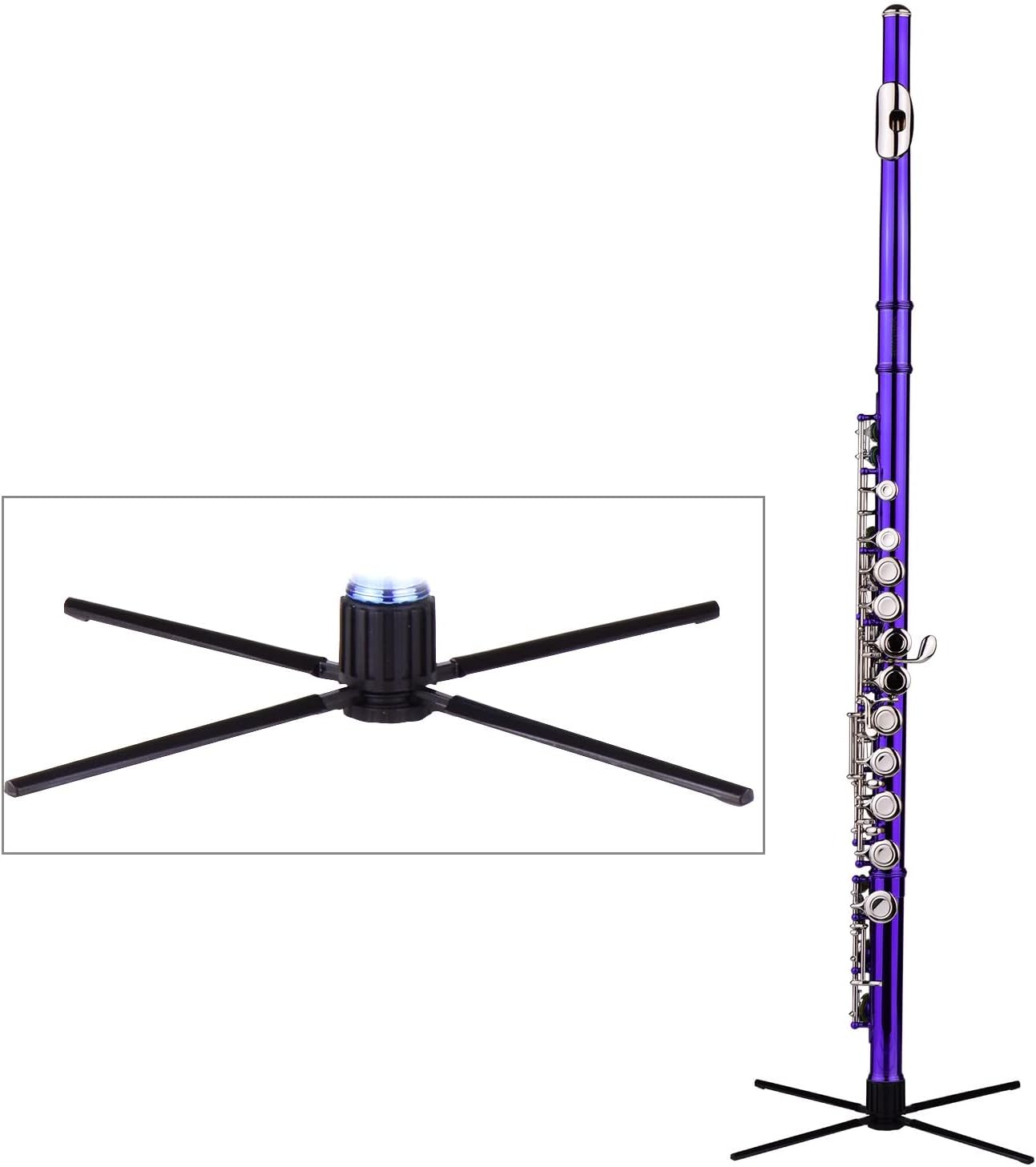 Flute Kit Closed Hole C Flute 16 Keys Cupronickel Nickel-Plated Wind Instrument with Carry Case Flute Stand Gloves Cleaning Cloth Intermediate Flute (Color : Purple)