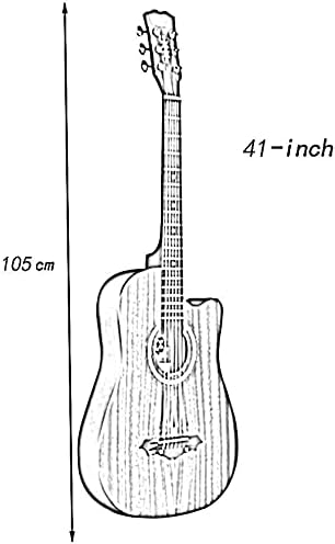 Full Size Guitar Acoustic Guitar Ballad Guitar Adult Fingerstyle Beginner Practice Metal String Clear Sound Solid Wood Wear Resistant Beginner Acoustic Guitar Starter Package Student G (Beige Long)