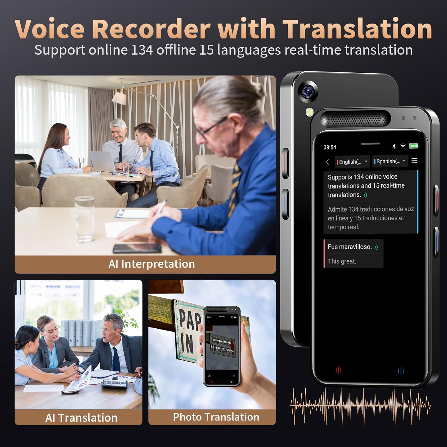 AI Voice Recorder, Digital Voice Recorder with Transcription & Summarize & Translation, 80GB Voice to Text Meeting Recorder and Transcriber, Support 134 Languages, AI Recorder Device for Lectures