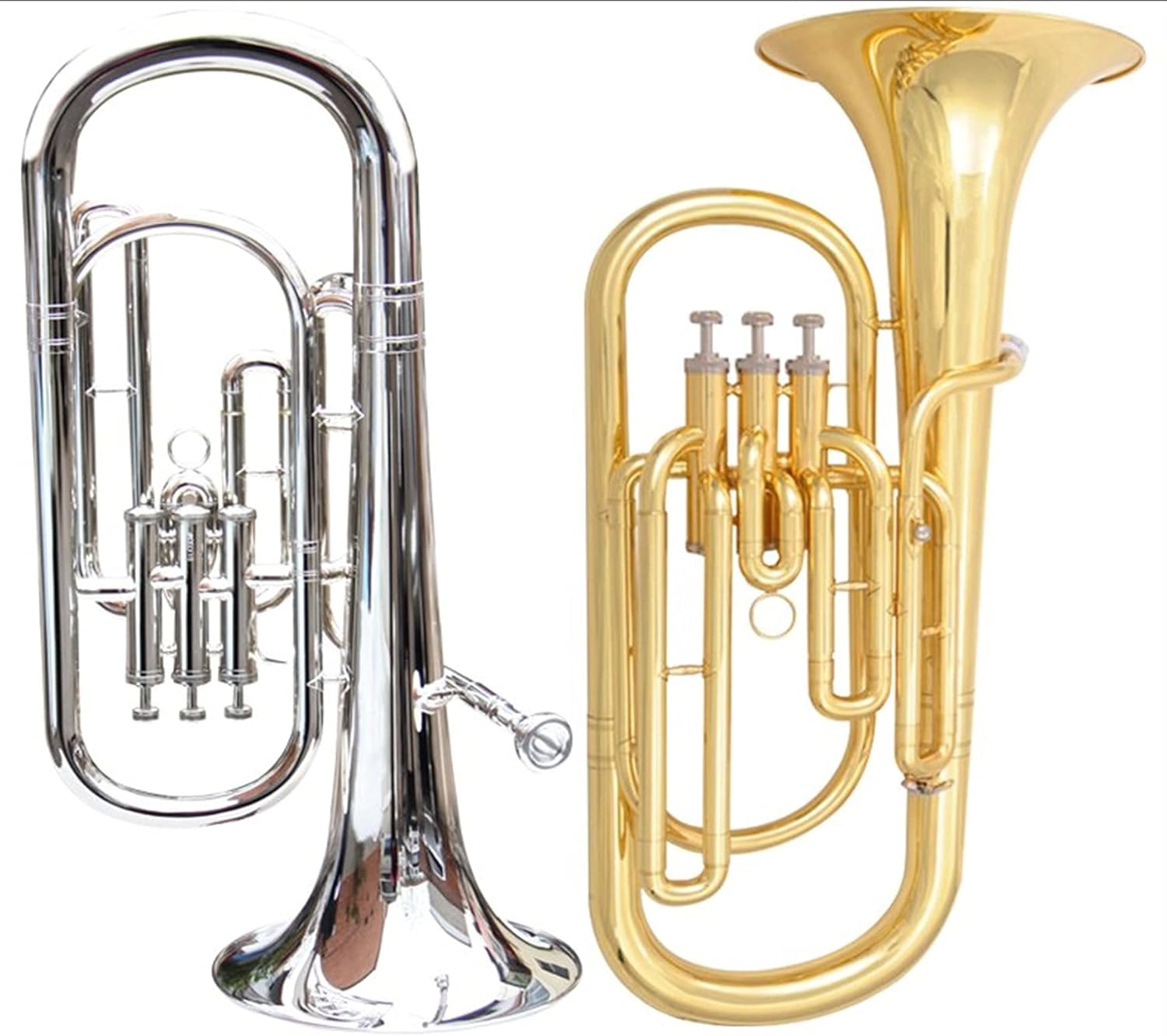 Brass Instrument Sound B Flat Euphonium Student Euphonium (Color : Silver)
