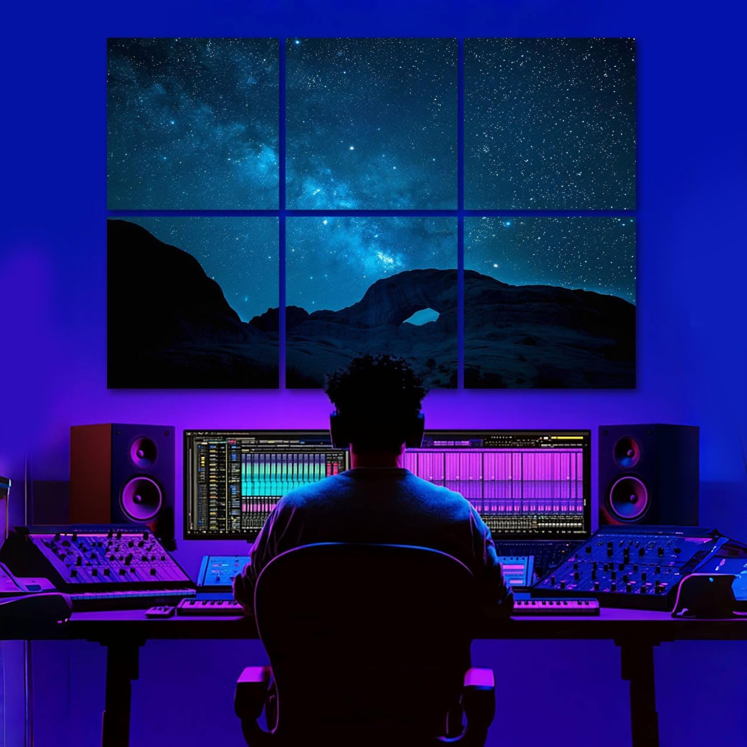 6 Pack Art Acoustic Panels Milky Way Ear Wind arch Sound Absorbing Panel 48