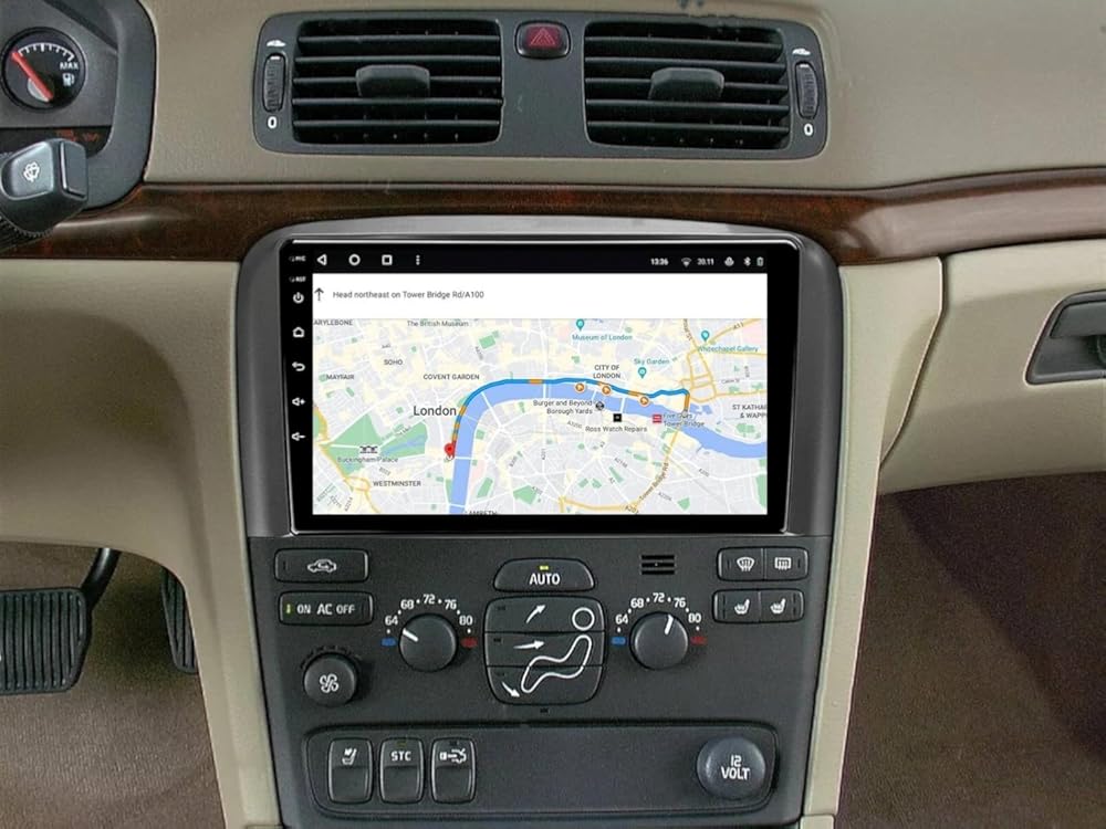 Car Stereo 2-Din Digital Media Receiver for Volvo S80 2004-2008, Car Audio Receivers with CarPlay Android Auto 9 Inch BT, FM Radio with AHD Backup Camera GPS Tracking 2+64G Radio 517