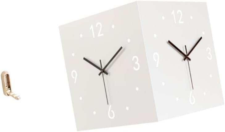 Fenteer Foldable Organizer Hook and Modern Double Sided Corner Wall Clock for Bathroom Closet Farmhouse Restaurant Shop Hotel Silent Decorative Gift