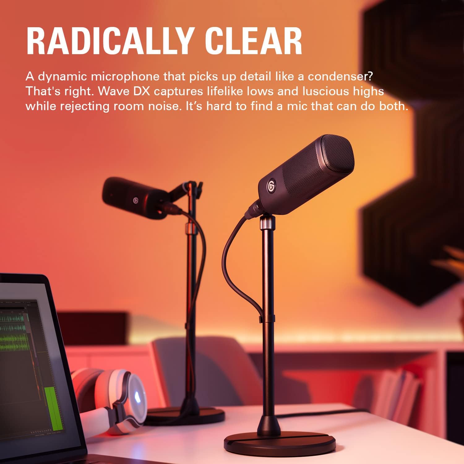 Elgato Wave DX with Cable - Dynamic XLR Microphone with 10ft/3m XLR Cable, Speech optimised for Podcasting, Streaming, Broadcasting, No Signal Booster Required, Works with Any Interface, PC/Mac