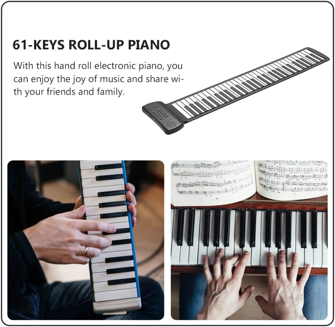 61 Keys Roll-up Piano Silicone Foldable Electronic Keyboard for Boys and Girls Portable and Lightweight Design for Home and Travel