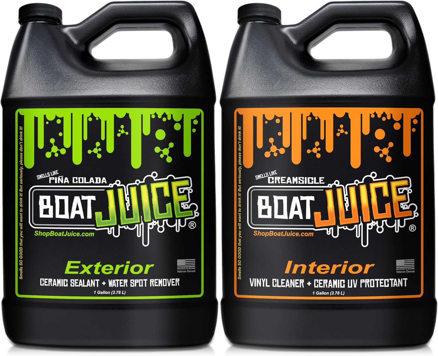 Boat Juice Interior & Exterior Boat Cleaner 1G Bundle - Boat Water Spot Remover, Boat Seat Cleaner, Boat Cleaning Supplies, Boat Accessories (Kit)