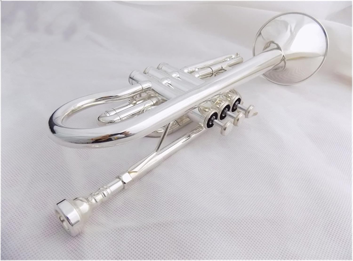FLFL Student Trumpet Bb Brass Cornet Trumpet Instrument Silver Plated with Case and Mouthpiece Musical Instruments