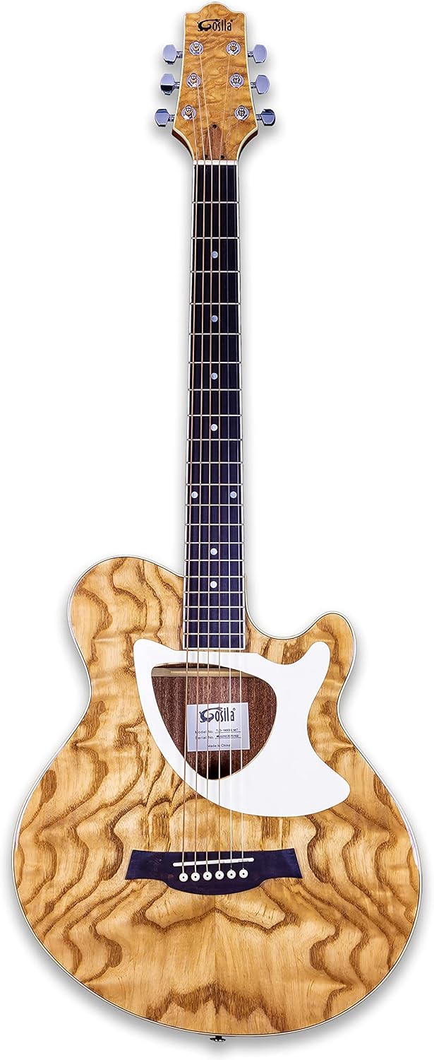 39“ Acoustic Electric Cutaway Guitar, Thin Body, Built-In Tuner,ashwood gloss natural finish body