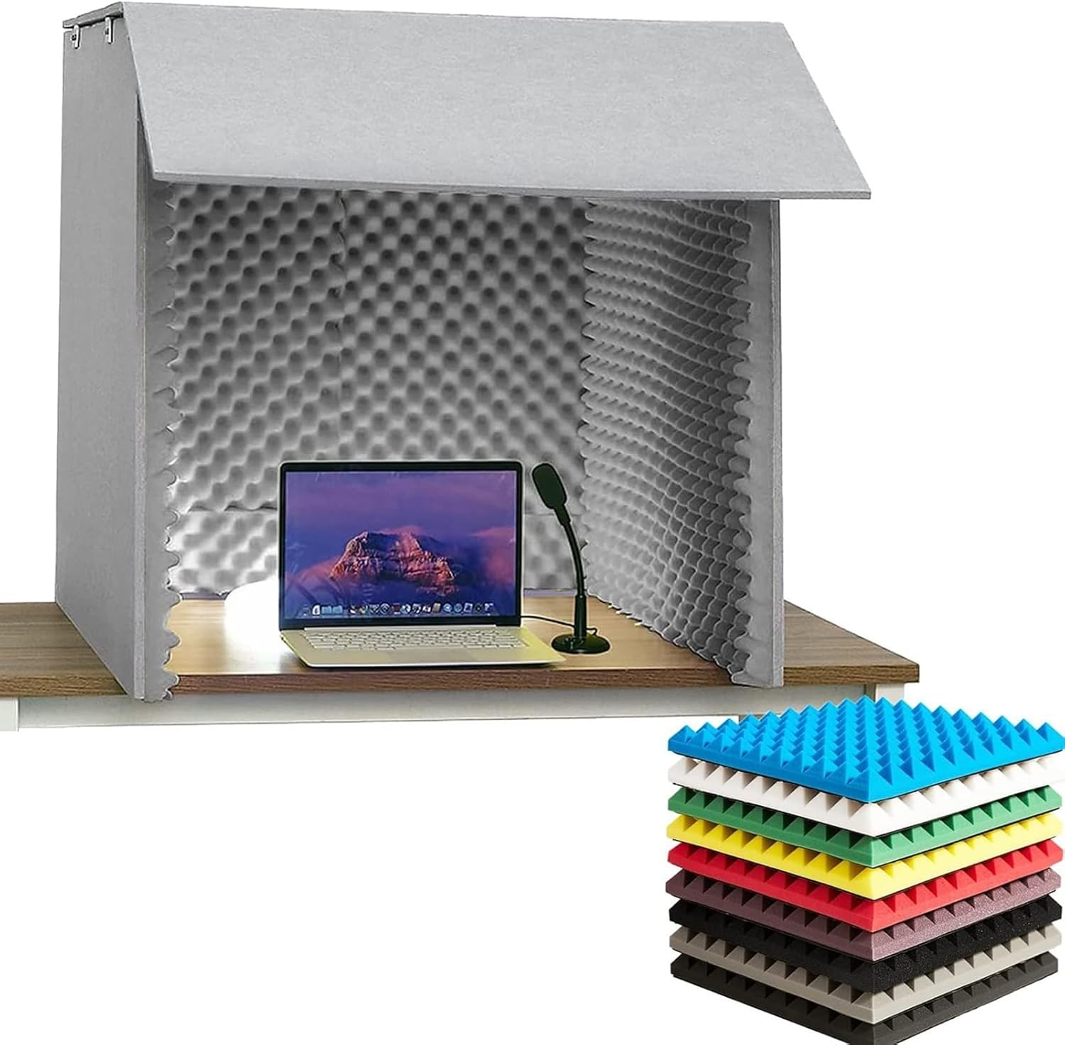 Portable Vocal Booth Sound Booth Recording Equipment, Desktop Soundproof Cover, Vocal Absorbing Shield, for Home Studio, Music Recording Sound Filters(Blue)