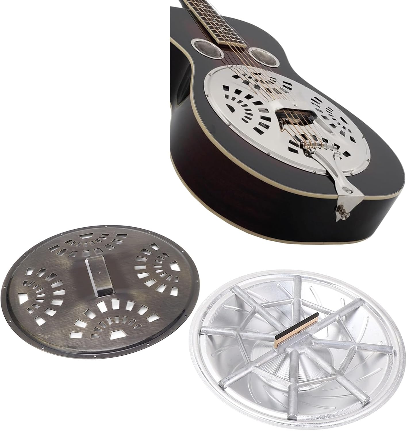 Bronze Resonator Guitar Parts Set Premium Construction Soundhole Screen Spider Bridge Saddle