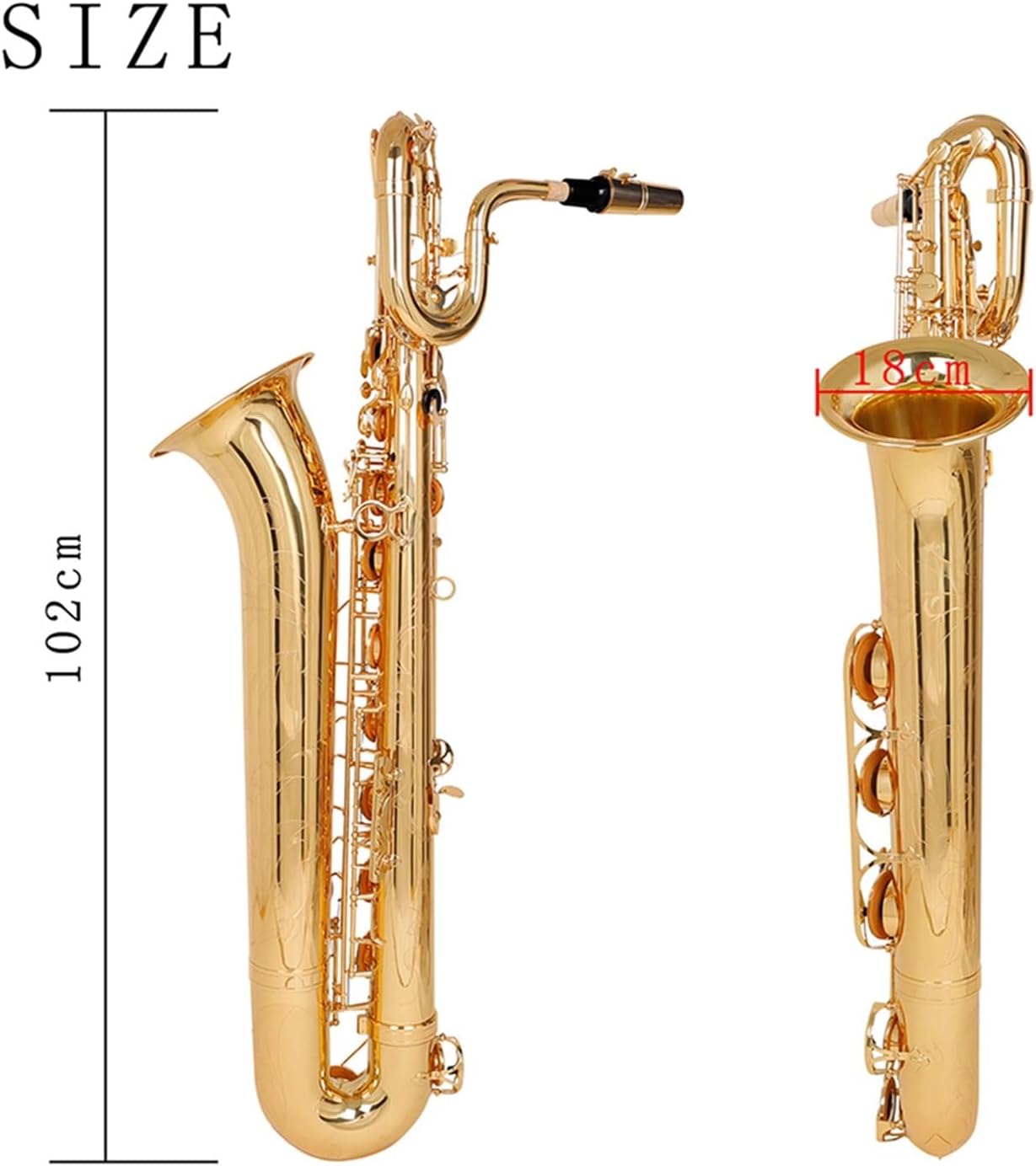 Baritone Saxophone E Flat Hand Carving Wind Instruments with Replaceable Fitting