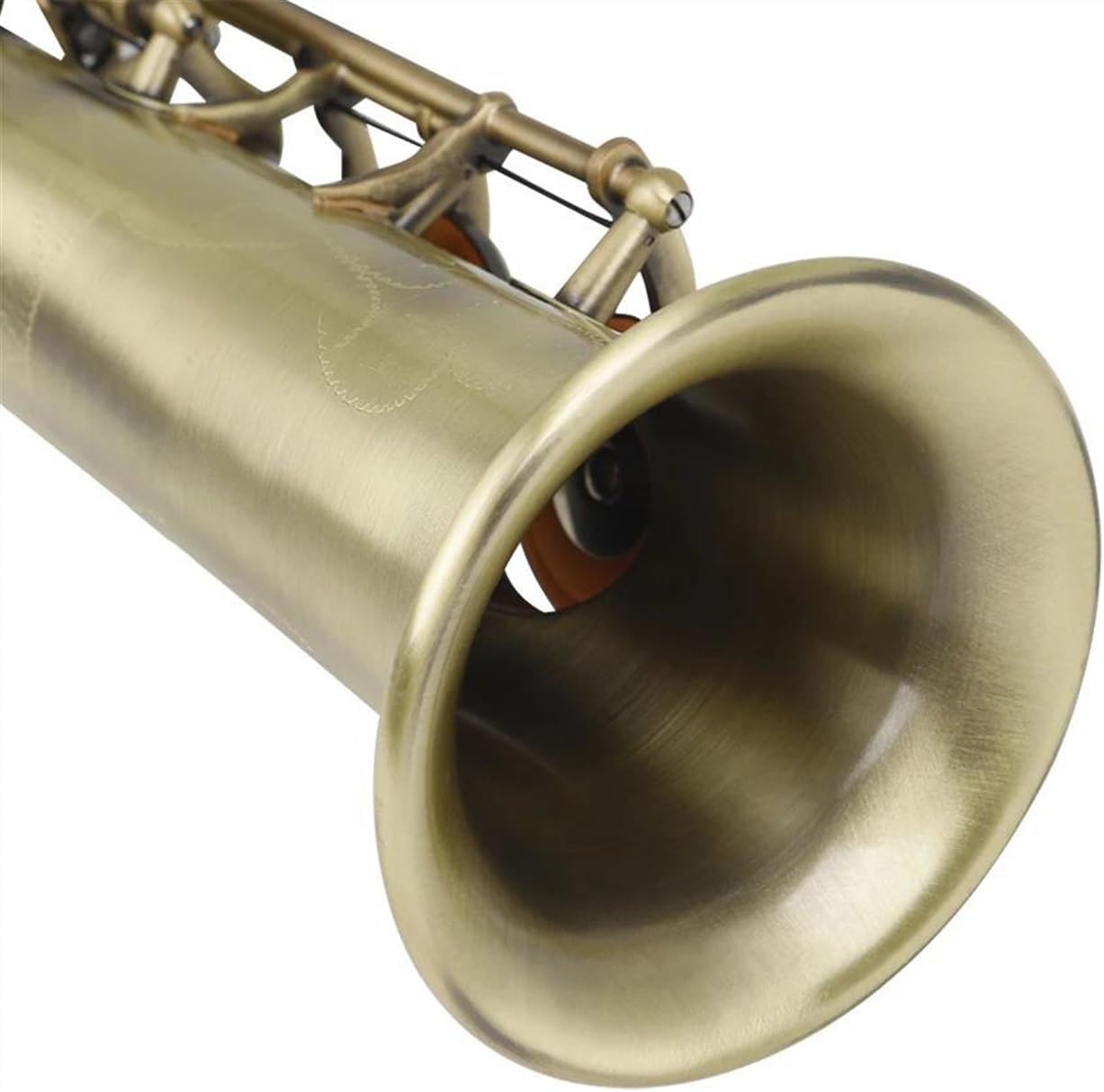 Bronze Straight Bb Treble Saxophone Lacquered Gold Carve Pattern Woodwind Instrument With Case Reed