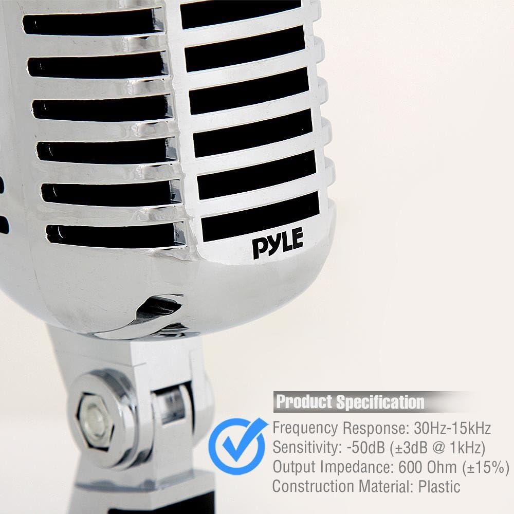 Pyle Pro PDMICR42SL Old Fashioned Vintage Retro Style Dynamic Adjustable Compact Desktop Studio Mic Professional Vocal Recording Microphone (2 Pack)