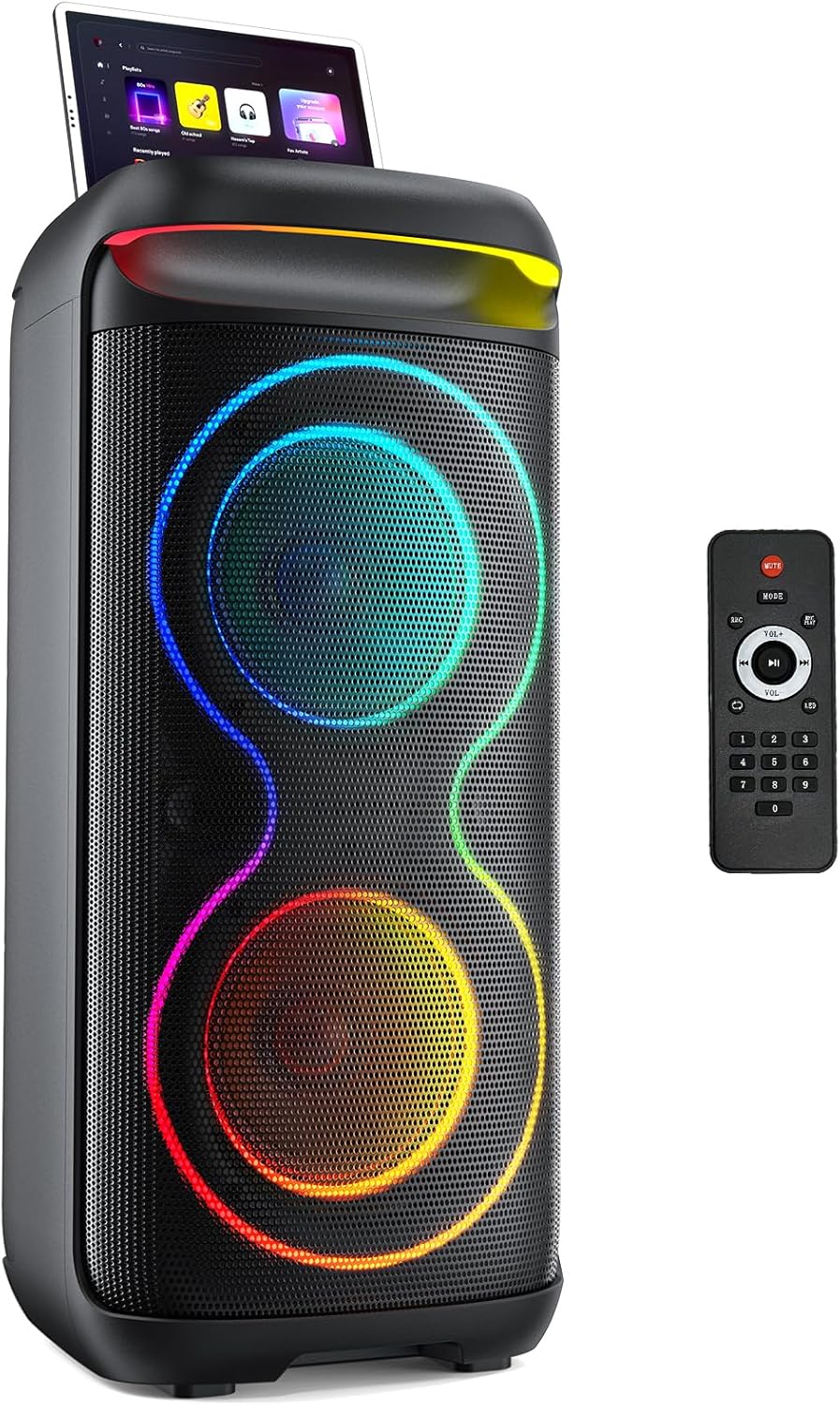 JYX Karaoke Machine, Big Bluetooth Party Speaker with LED Disco Light, Support TWS/USB/AUX/TF Card Input, Perfect for Outdoor Home Party Stage Subwoofers