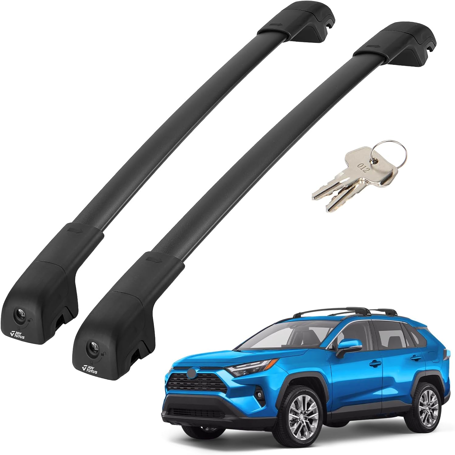 JOYTUTUS Lockable Car Roof Rack Cross Bars Only Compatible with Toyota RAV4 Adventure/TRD Off-Road 2019-2024, Aluminum Anti-Rust Cross Bars for Rooftop Cargo Carrier Luggage Kayak Canoe Bike