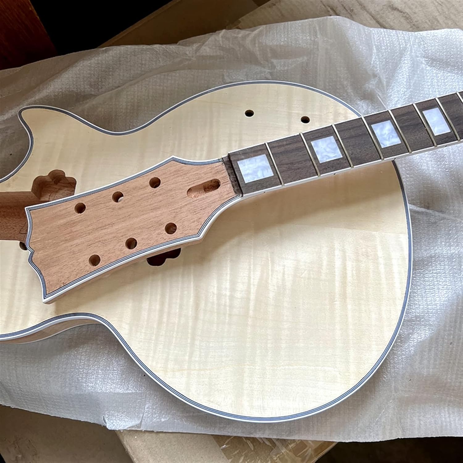 TSTS New DIY for LP Style Guitar Mahogany Body Unfinished Electric Guitar Kit All Parts Unfinished Electric Guitar Kit