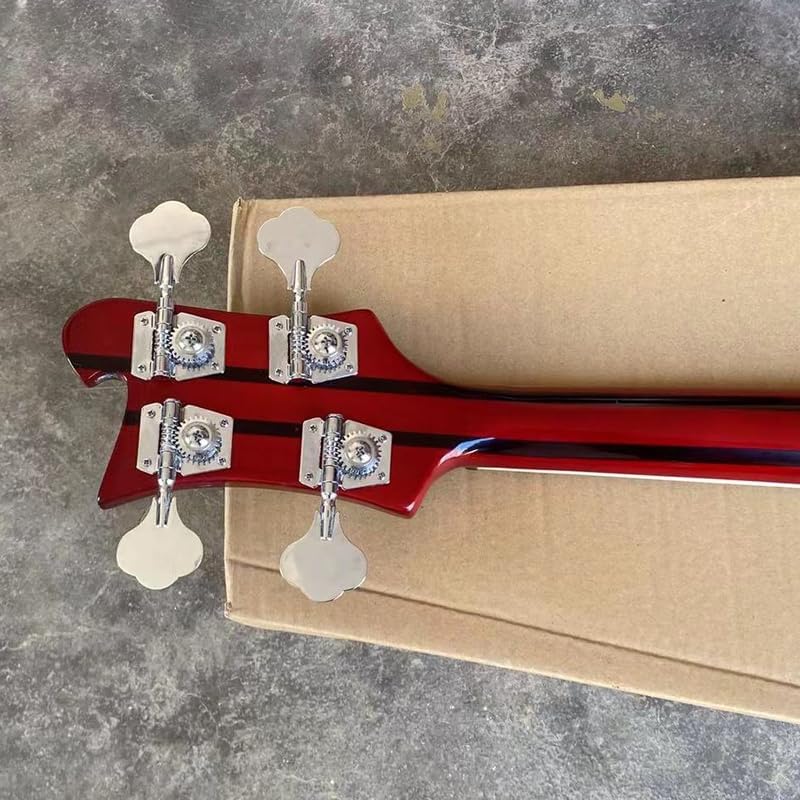 4-String Electric Bass Guitar - Vibrant Red Gloss Finish, 20-Fret Rosewood Fretboard - Neck-Thru Body Construction