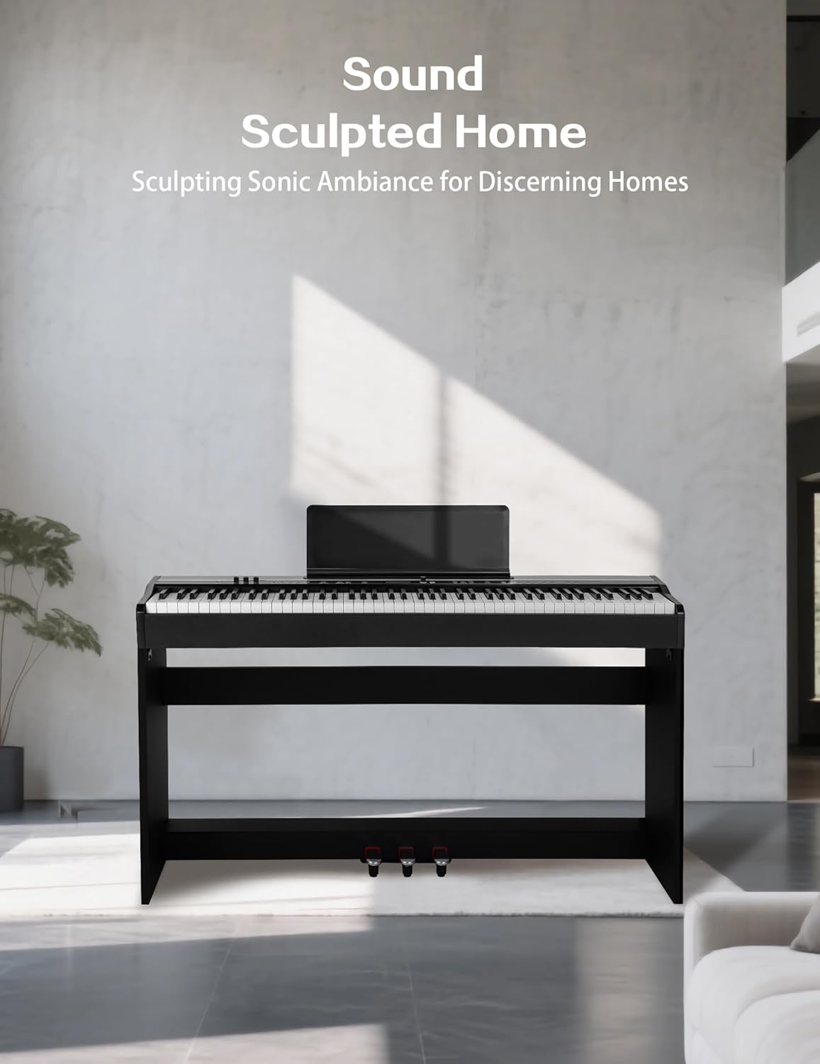 D5 Portable 88 Keys Digital Piano for Beginners | Full Size Weighted Hammer Action Keyboard with 3-Pedal Unit | Electric Home Piano