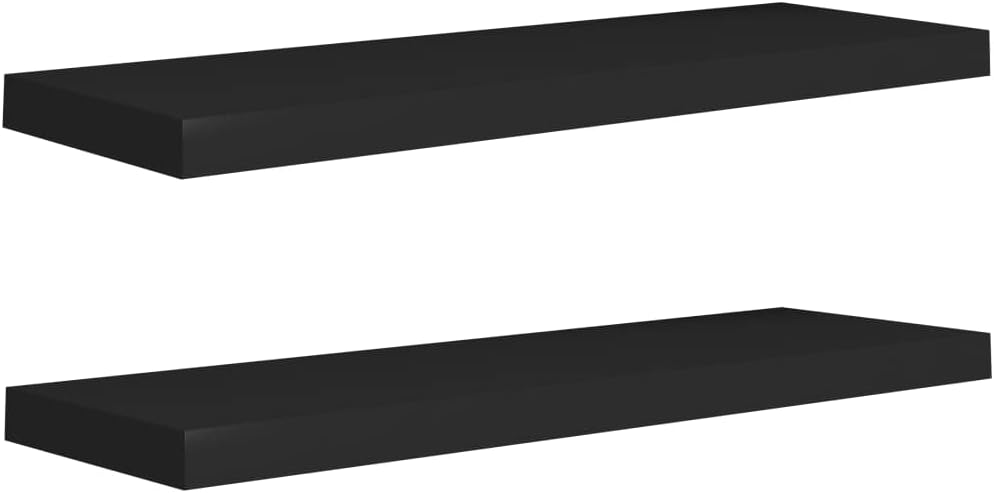 Modern Style Floating Shelves,Wall Storage Shelves,Wall Mounted Shelf Organizer Unit Display Shelf,for Living Room,Bedroom,Kitchen,Bathroom,Office,2 pcs Black 31.5
